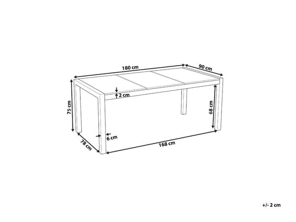 Trädgårdsbord Svart Bordsskiva i Härdat Glas Rostfri stålram Rektangulär 180 x 90 cm 6 sittplatser