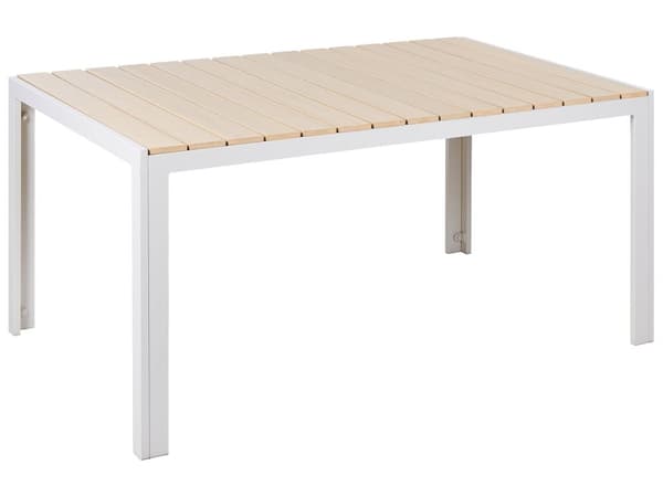 Trädgårdsbord Beige och Vit Aluminiumram Plywood 6 Sittplatser Rost UV-beständigt Modernt
