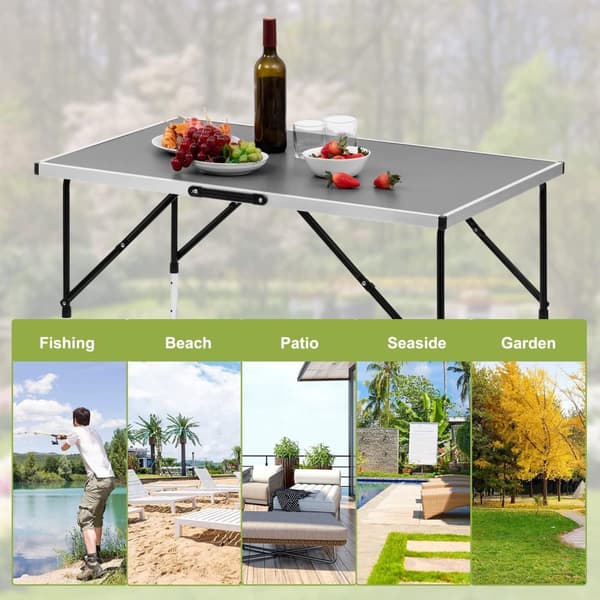 Rootz Campingbord - Sammenklappeligt skrivebord - Bærbar arbejdsstation - Udendørs stativ - Haveoverflade - Picnic-skranke - Eventplatform - Grå - 100