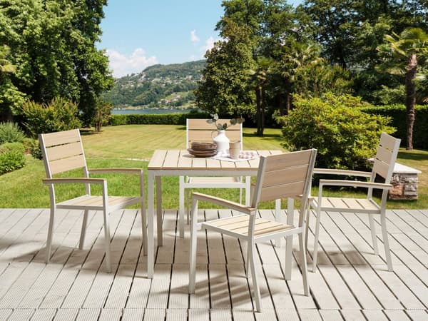 Hagebord Lys Plasttre hvit pulverlakkert aluminiumsramme UV-rustbestandig moderne design