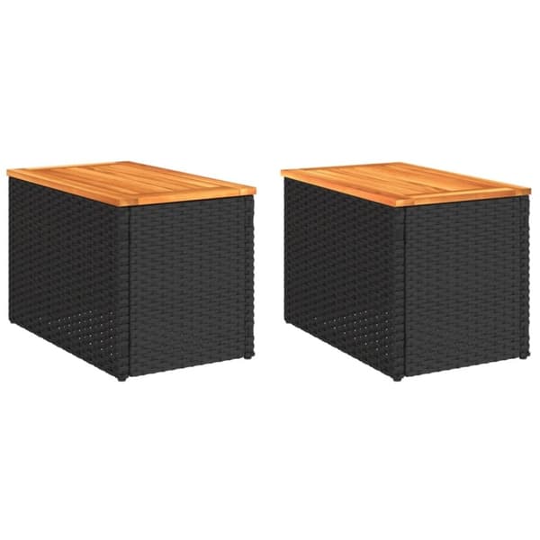 vidaXL Puutarhan sivupöydät 2 kpl musta 55x34x37 cm polyrottinki puu