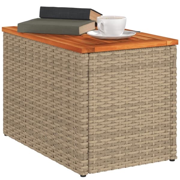 vidaXL haveborde 2 stk. 55x34x37 cm polyrattan og massivt træ beige