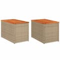 Miniatyrbillede 1 af 11: vidaXL haveborde 2 stk. 55x34x37 cm polyrattan og massivt træ beige