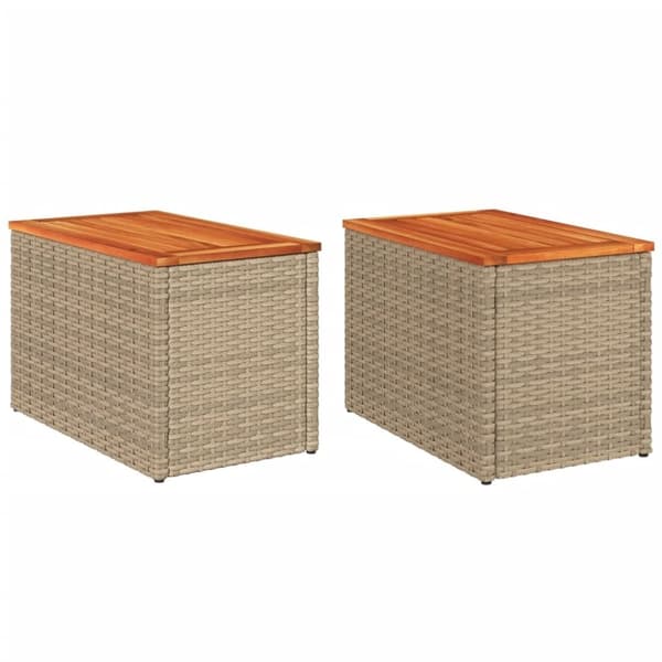 vidaXL haveborde 2 stk. 55x34x37 cm polyrattan og massivt træ beige