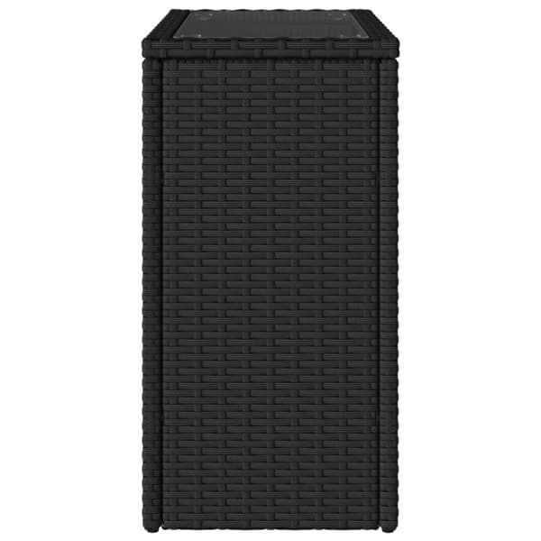 vidaXL havebord med glastop 58x27,5x55 cm polyrattan sort