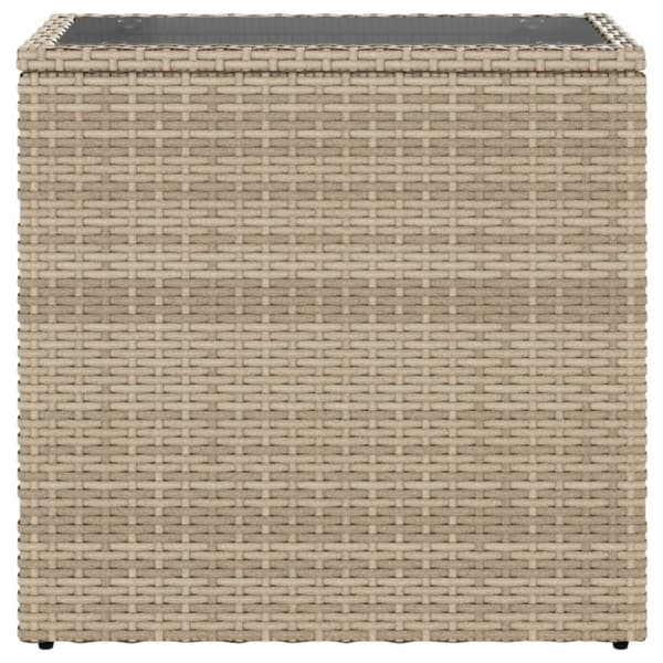 vidaXL Trädgårdsbord med glasskiva beige 58x27,5x55 cm konstrotting