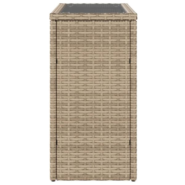 vidaXL Trädgårdsbord med glasskiva beige 58x27,5x55 cm konstrotting