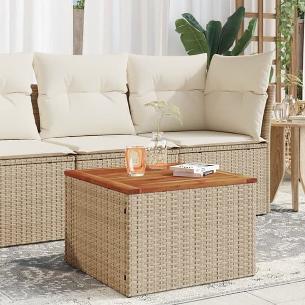 vidaXL havebord 55x55x37 cm polyrattan og akacietræ beige