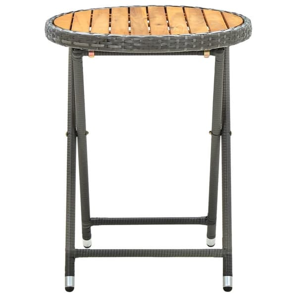 tebord 60 cm massivt akacietræ og polyrattan grå