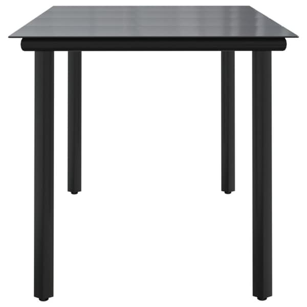 havebord 160x80x74 cm stål og hærdet glas sort