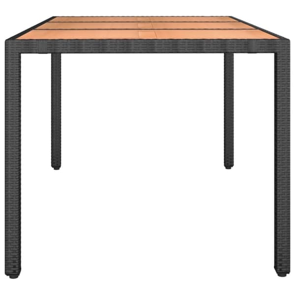 Trädgårdsbord svart konstrotting & massiv akacia