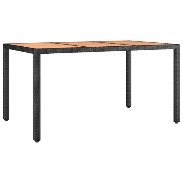 Trädgårdsbord svart konstrotting & massiv akacia