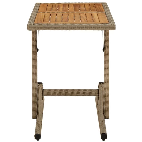 havebord massivt akacietræ og polyrattan beige