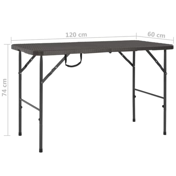 foldbart havebord 120 x 60 x 74 cm HDPE rattanlook brun