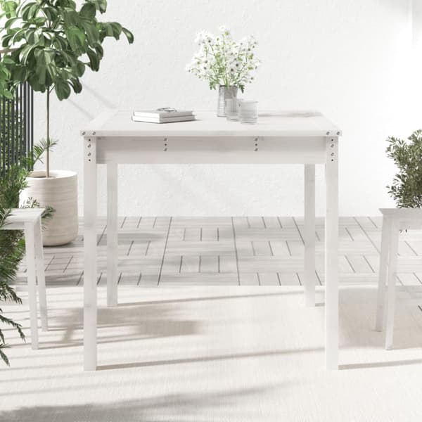 havebord 82,5x82,5x76 cm massivt fyrretræ hvid
