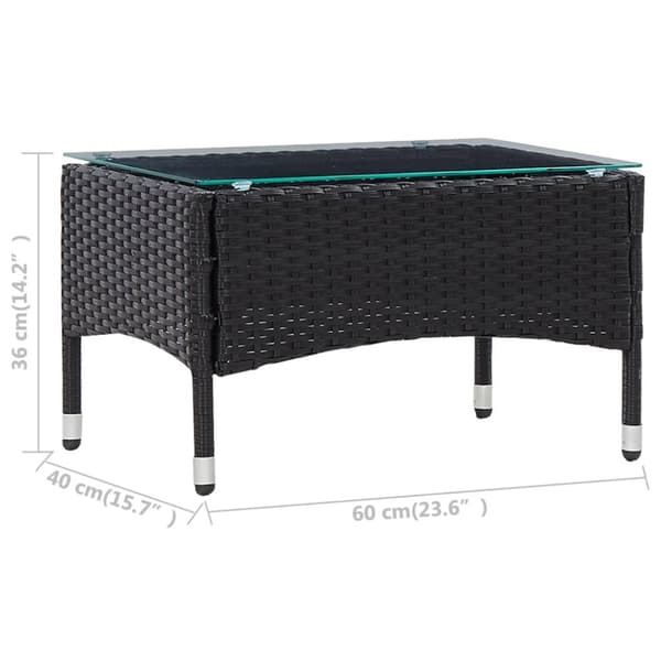 sofabord 60x40x36 cm polyrattan sort