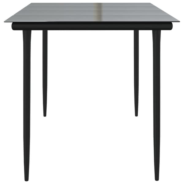 havebord 160x80x74 cm stål og hærdet glas sort