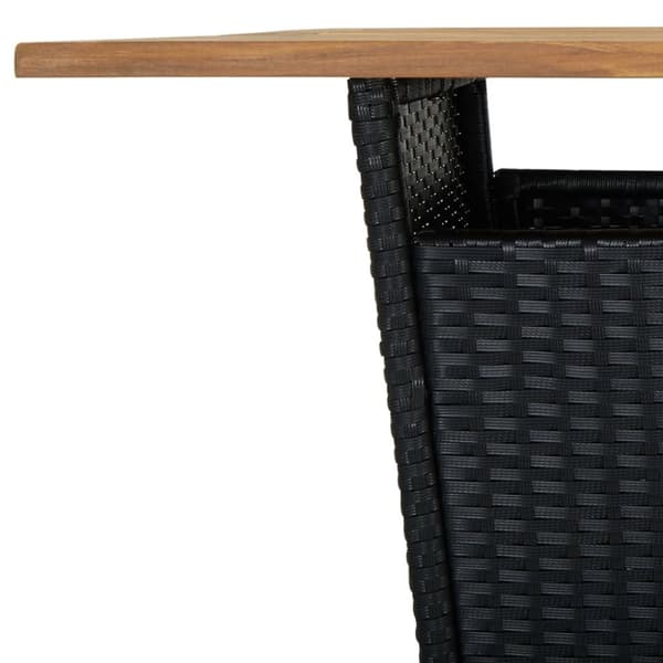 Barbord svart 80x80x110 cm konstrotting och massivt akaciaträ