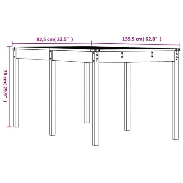 havebord 159,5x82,5x76 cm massivt fyrretræ grå