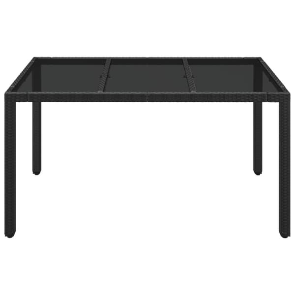 havebord med glastop 150x90x75 cm polyrattan sort
