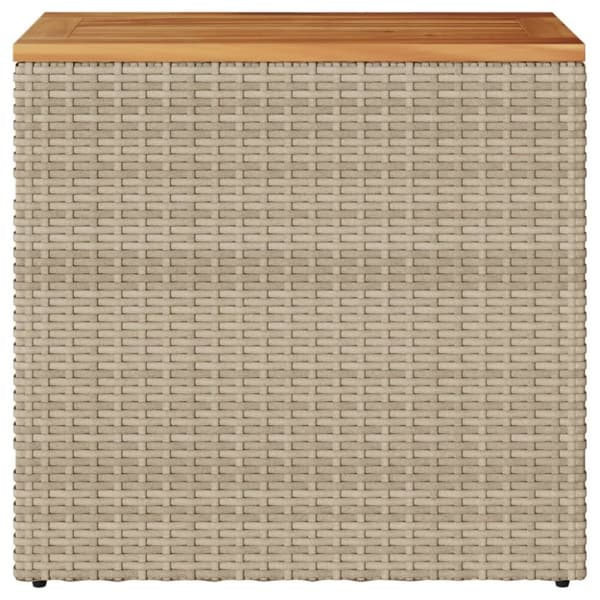 Trädgårdsbord med träskiva beige 58x27,5x55 cm konstrotting