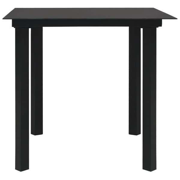 Puutarhan ruokapöytä musta 80x80x74 cm teräs ja lasi