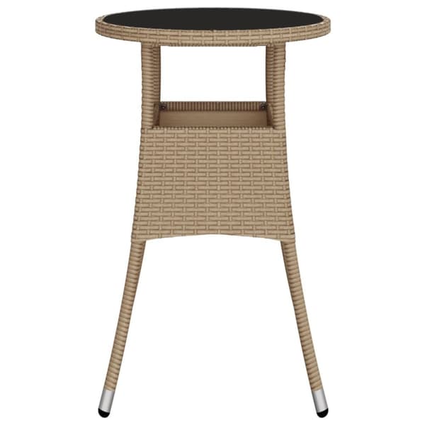 havebord Ø60x75 cm hærdet glas og polyrattan beige