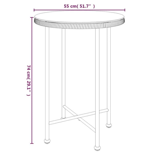spisebord Ø55 cm hærdet glas og stål