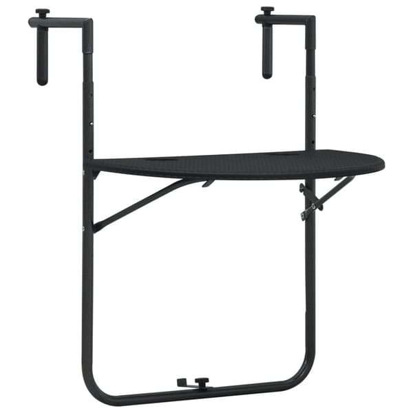 hængende altanbord 60 x 64 x 83,5 cm plastik rattanlook sort