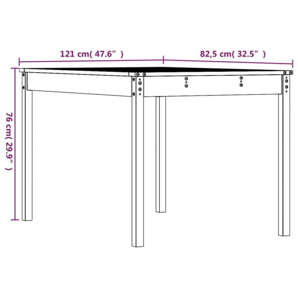 havebord 121x82,5x76 cm massivt douglasgran