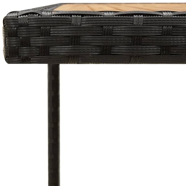 havebord 109x107x74 cm polyrattan og massivt akacietræ sort
