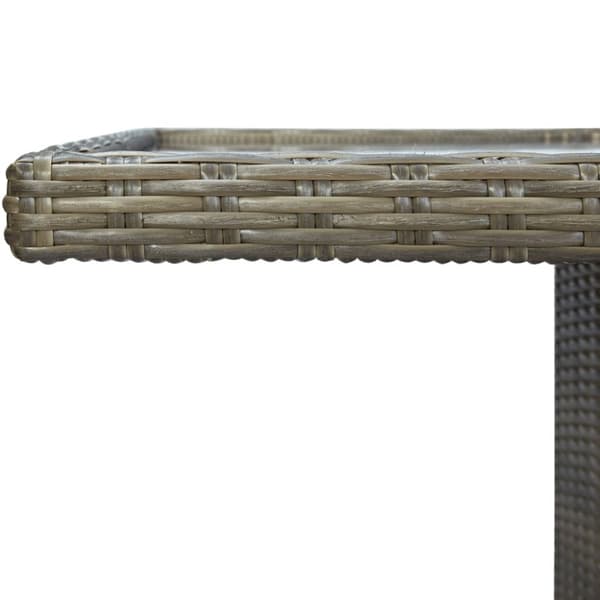 havebord polyrattan og hærdet glas brun