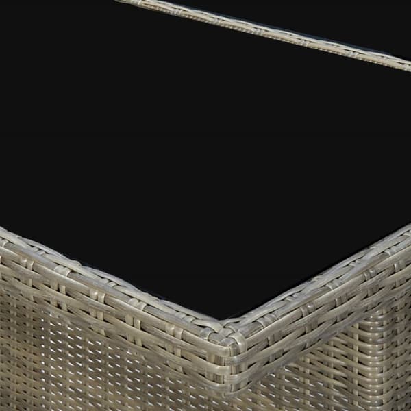 havebord polyrattan og hærdet glas brun