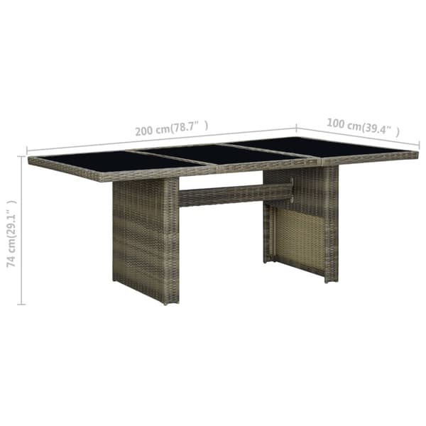 havebord polyrattan og hærdet glas brun