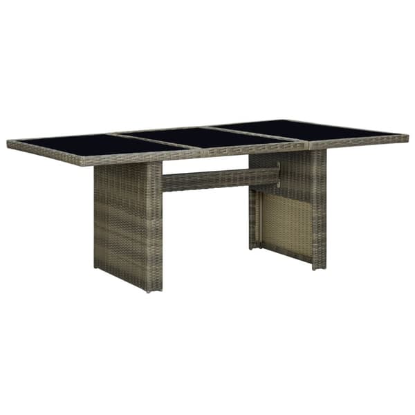 havebord polyrattan og hærdet glas brun