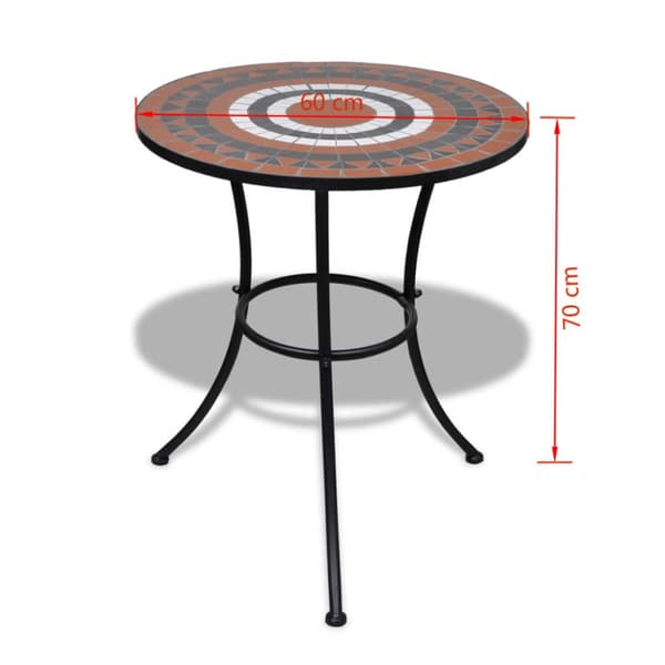 bistrobord 60 cm mosaik terracotta og hvid