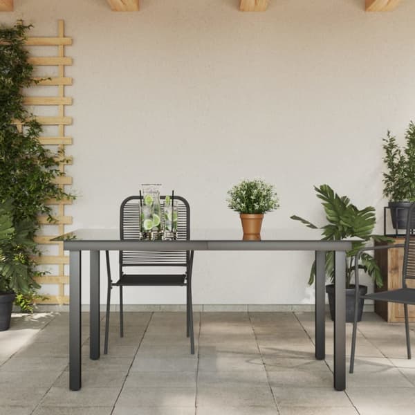 havebord glas aluminium 150 x 90 x 74 cm sort