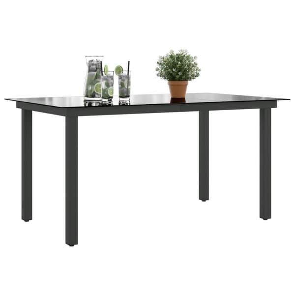 havebord glas aluminium 150 x 90 x 74 cm sort