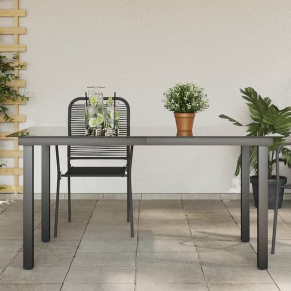 havebord glas aluminium 150 x 90 x 74 cm sort