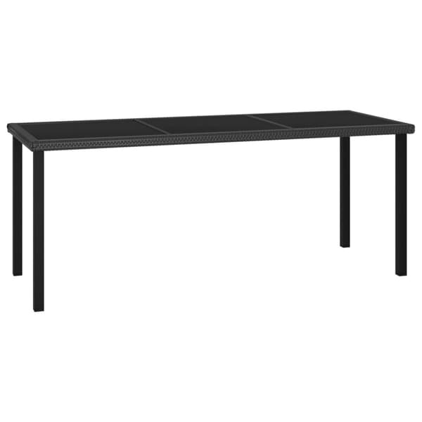 havebord 180x70x73 cm polyrattan sort