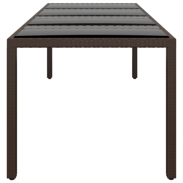 havebord med glasplade polyrattan brun