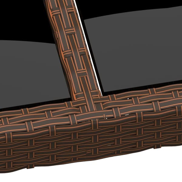 havebord med glasplade polyrattan brun