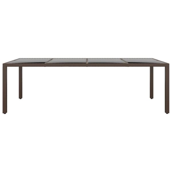 havebord med glasplade polyrattan brun