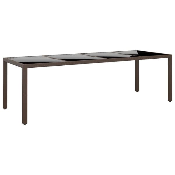havebord med glasplade polyrattan brun