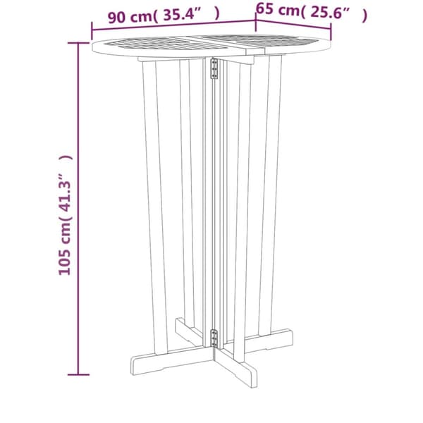 Hopfällbart barbord 90x65x105 cm massiv teak