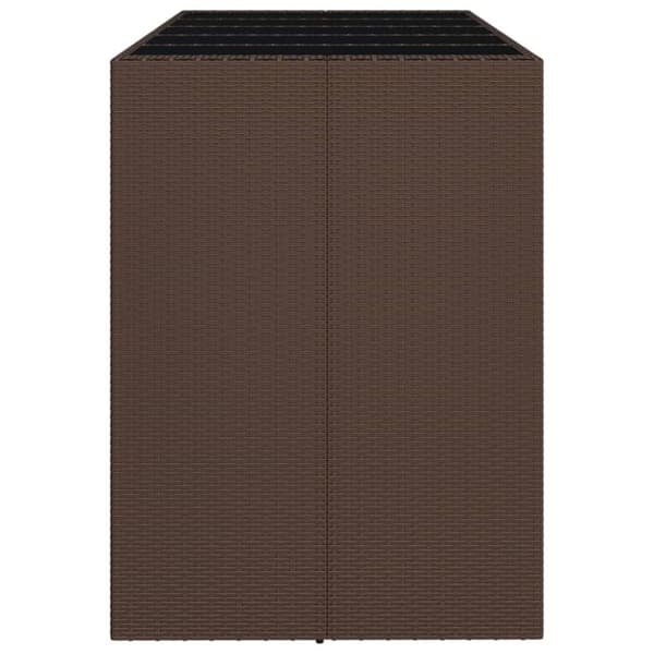 barbord med glasplade 185x80x110 cm polyrattan brun