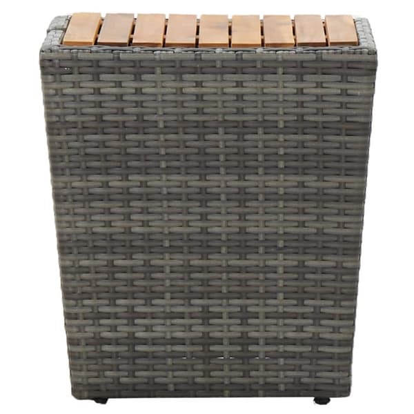 tebord 41,5x41,5x43 cm polyrattan og massivt akacietræ grå