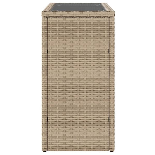 Trädgårdsbord med glasskiva beige 58x27,5x55 cm konstrotting