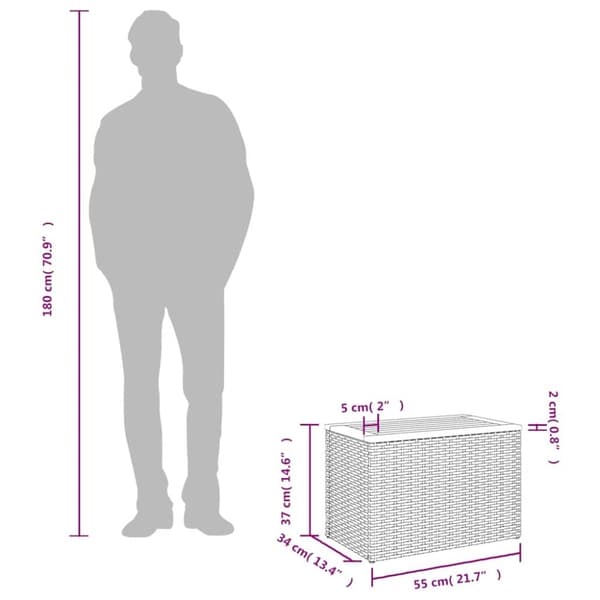 vidaXL havesideborde 2 stk. 55x34x37 cm polyrattan og massivt træ grå