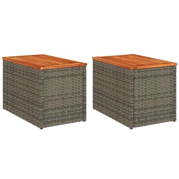 vidaXL havesideborde 2 stk. 55x34x37 cm polyrattan og massivt træ grå